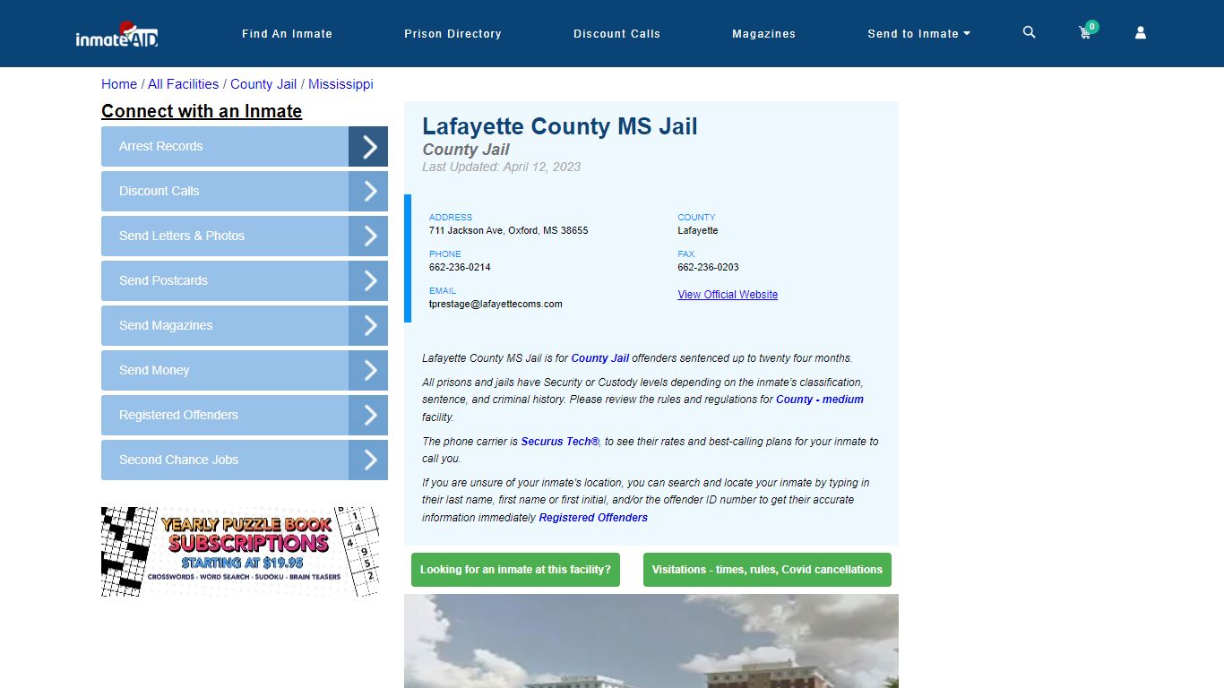 Lafayette County MS Jail - Inmate Locator - Oxford, MS